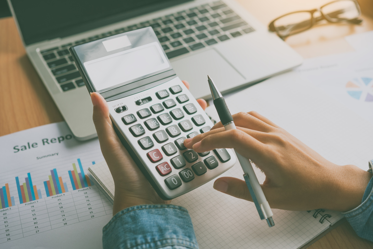 Accountant Using the Calculator 